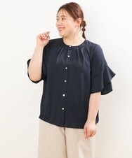 OLBGS34070 eur3(エウルキューブ) 【大きいサイズ/11号サイズあり】ジョーゼットフレアスリーブブラウス ネイビー(57)