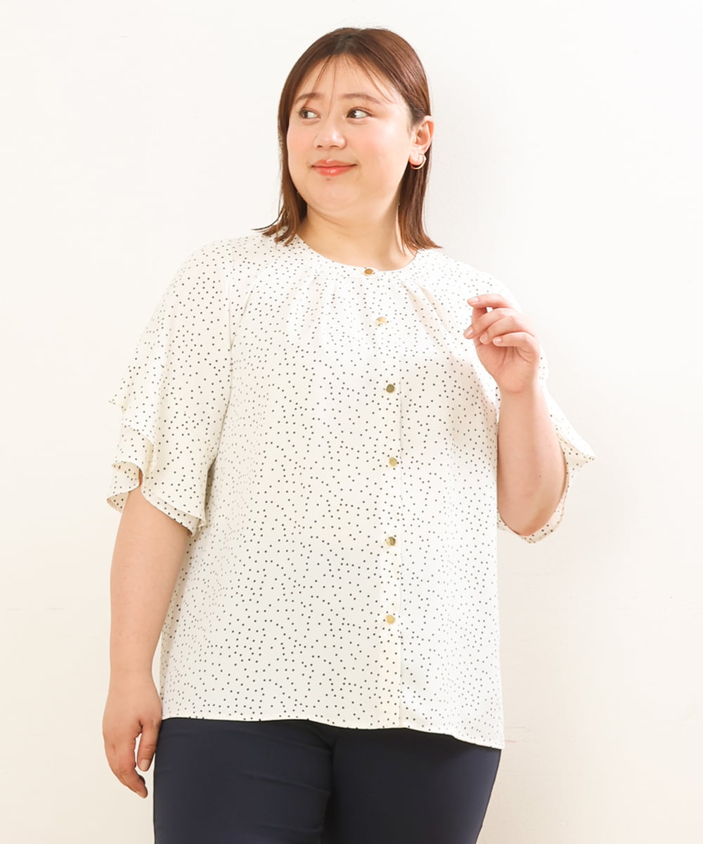 OLBGS34070 eur3(エウルキューブ) 【大きいサイズ/11号サイズあり】ジョーゼットフレアスリーブブラウス アイボリー(80)