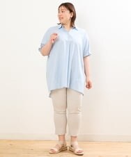 OLBGS35080 eur3(エウルキューブ) 【雑誌掲載】【大きいサイズ】ヴィンテージポプリンシャツチュニック ライトブルー(50)