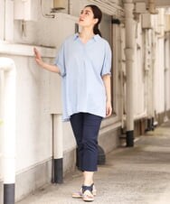 OLBGS35080 eur3(エウルキューブ) 【雑誌掲載】【大きいサイズ】ヴィンテージポプリンシャツチュニック ライトブルー(50)