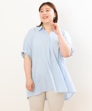 OLBGS35080 eur3(エウルキューブ) 【雑誌掲載】【大きいサイズ】ヴィンテージポプリンシャツチュニック ライトブルー(50)