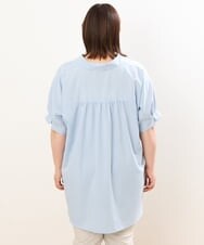 OLBGS35080 eur3(エウルキューブ) 【雑誌掲載】【大きいサイズ】ヴィンテージポプリンシャツチュニック ライトブルー(50)