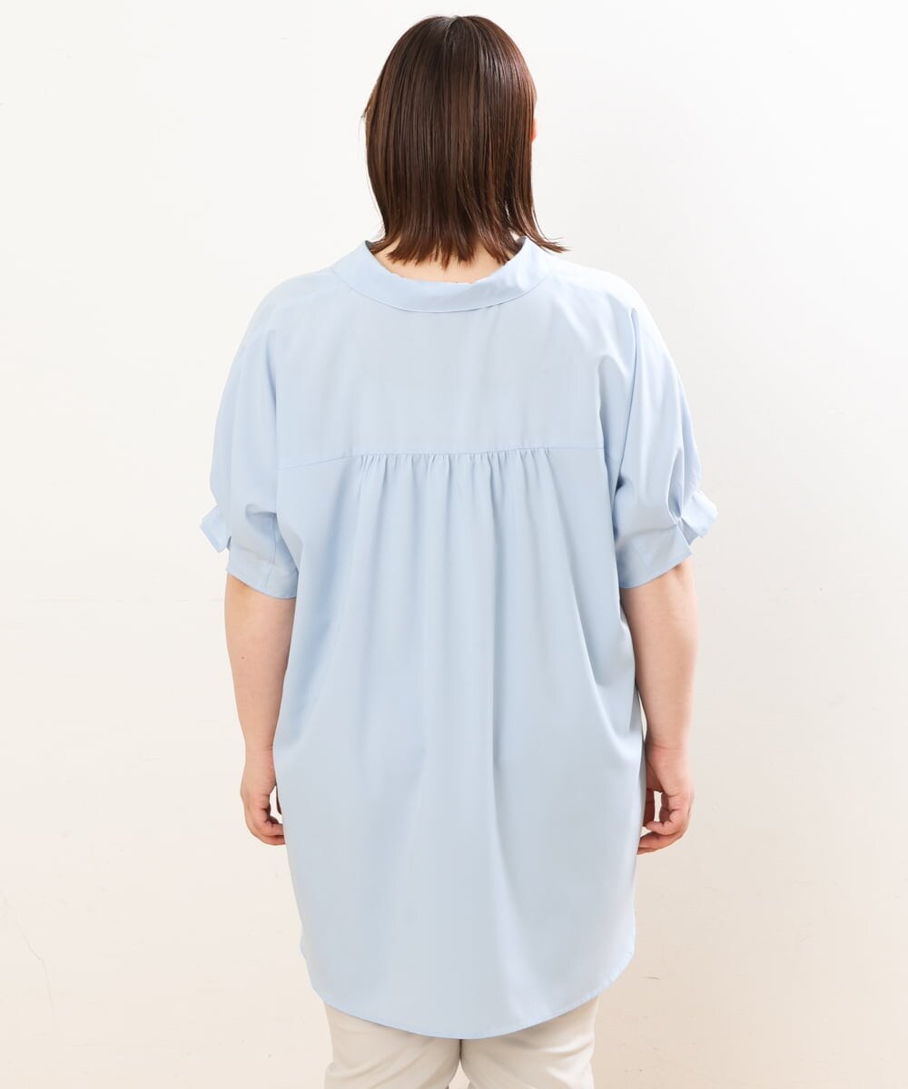 OLBGS35080 eur3(エウルキューブ) 【雑誌掲載】【大きいサイズ】ヴィンテージポプリンシャツチュニック ライトブルー(50)
