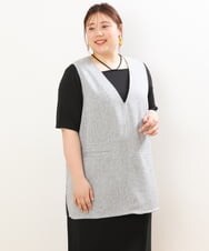 OLBGS36090 eur3(エウルキューブ) 【大きいサイズ/2点セット】ツイードベストセット ライトグレー(91)