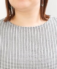 OLBGS39070 eur3(エウルキューブ) 【大きいサイズ/11号サイズあり】シアーチェックスピンドルブラウス ブラック(94)