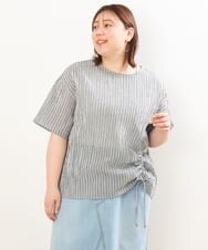 OLBGS39070 eur3(エウルキューブ) 【大きいサイズ/11号サイズあり】シアーチェックスピンドルブラウス ブラック(94)