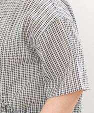 OLBGS39070 eur3(エウルキューブ) 【大きいサイズ/11号サイズあり】シアーチェックスピンドルブラウス ブラック(94)