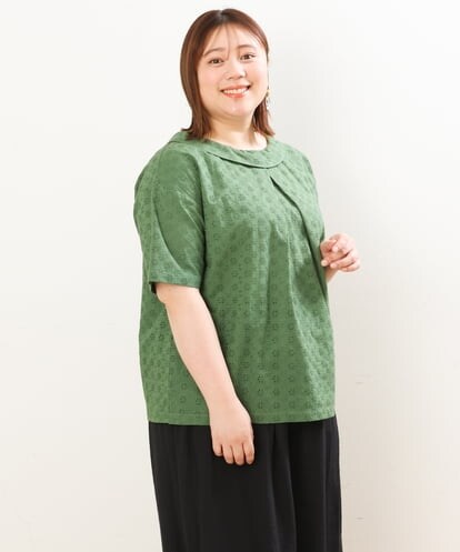 OLBGS40090 eur3 【大きいサイズ/soso×eur3】2Wayオーバーレースブラウス