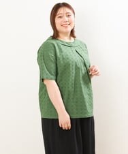 OLBGS40090 eur3(エウルキューブ) 【大きいサイズ/soso×eur3】2Wayオーバーレースブラウス グリーン(35)