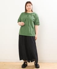 OLBGS40090 eur3(エウルキューブ) 【大きいサイズ/soso×eur3】2Wayオーバーレースブラウス グリーン(35)