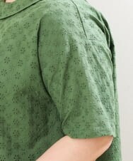 OLBGS40090 eur3(エウルキューブ) 【大きいサイズ/soso×eur3】2Wayオーバーレースブラウス グリーン(35)