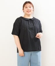 OLBGS40090 eur3(エウルキューブ) 【大きいサイズ/soso×eur3】2Wayオーバーレースブラウス ブラック(94)