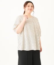 OLBGV26079 eur3(エウルキューブ) 【大きいサイズ】Vネックドットプリントブラウス アイボリー(80)