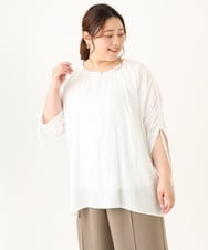 OLBGV28099 eur3(エウルキューブ) 【大きいサイズ】ギャザーブラウス ホワイト(90)（WEB限定カラー）
