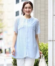 OLBGV30079 eur3(エウルキューブ) 【大きいサイズ】スカラップレースブラウス ライトブルー(50)