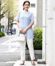OLBGV30079 eur3(エウルキューブ) 【大きいサイズ】スカラップレースブラウス ライトブルー(50)