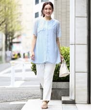 OLBGV30079 eur3(エウルキューブ) 【大きいサイズ】スカラップレースブラウス ライトブルー(50)