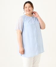 OLBGV30079 eur3(エウルキューブ) 【大きいサイズ】スカラップレースブラウス ライトブルー(50)