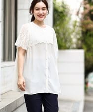 OLBGV30079 eur3(エウルキューブ) 【大きいサイズ】スカラップレースブラウス アイボリー(80)