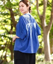 OLBHA10099 eur3(エウルキューブ) 【WEB先行販売】【大きいサイズ】キャンブリックバック刺繍ブラウス ブルー(55)