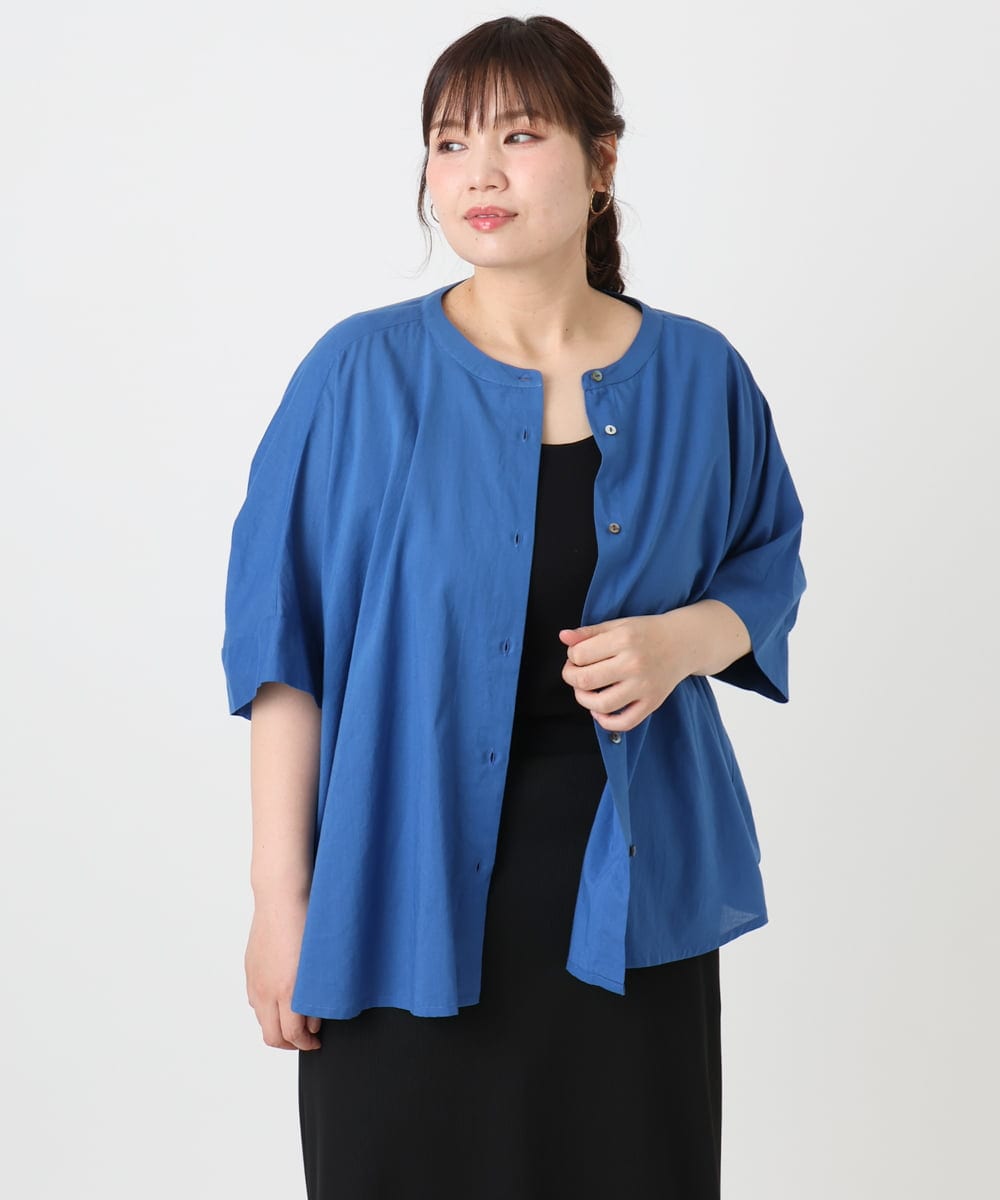 OLBHA10099 eur3(エウルキューブ) 【WEB先行販売】【大きいサイズ】キャンブリックバック刺繍ブラウス ブルー(55)