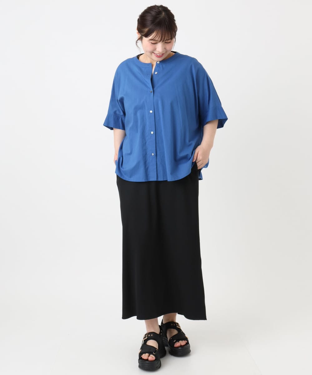 OLBHA10099 eur3(エウルキューブ) 【WEB先行販売】【大きいサイズ】キャンブリックバック刺繍ブラウス ブルー(55)