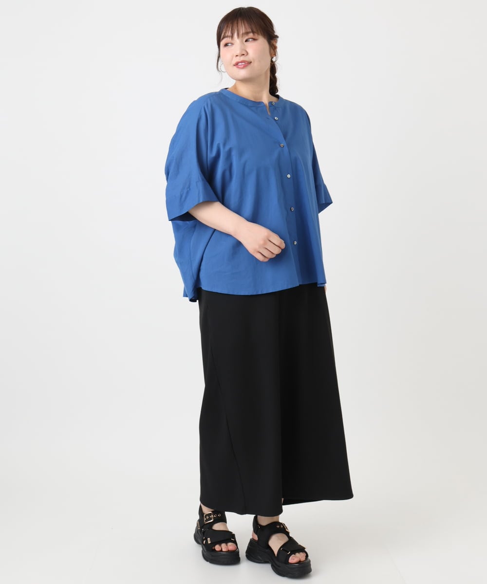OLBHA10099 eur3(エウルキューブ) 【WEB先行販売】【大きいサイズ】キャンブリックバック刺繍ブラウス ブルー(55)