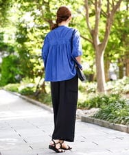 OLBHA10099 eur3(エウルキューブ) 【WEB先行販売】【大きいサイズ】キャンブリックバック刺繍ブラウス ブルー(55)