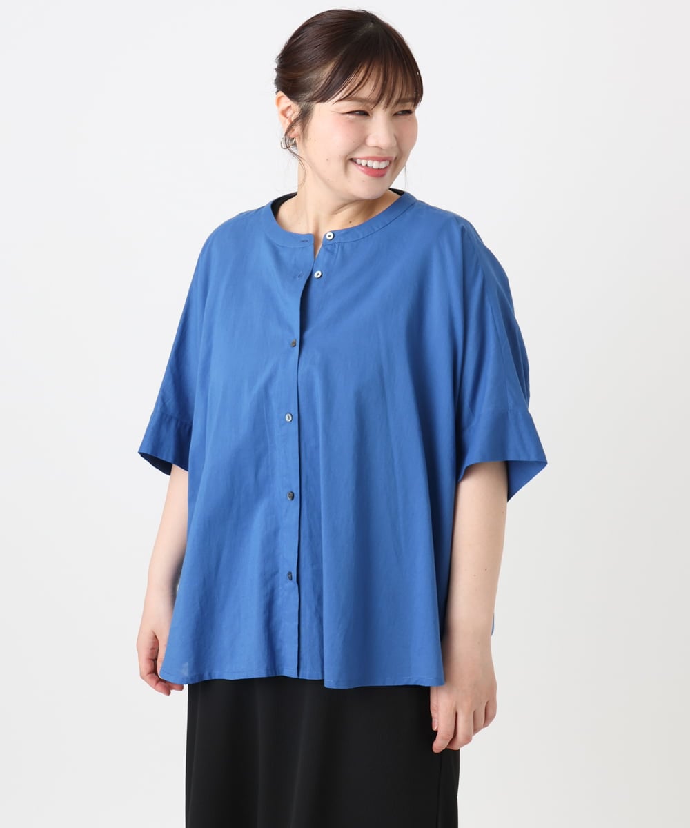 OLBHA10099 eur3(エウルキューブ) 【WEB先行販売】【大きいサイズ】キャンブリックバック刺繍ブラウス ブルー(55)