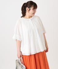 OLBHA10099 eur3(エウルキューブ) 【WEB先行販売】【大きいサイズ】キャンブリックバック刺繍ブラウス ホワイト(90)