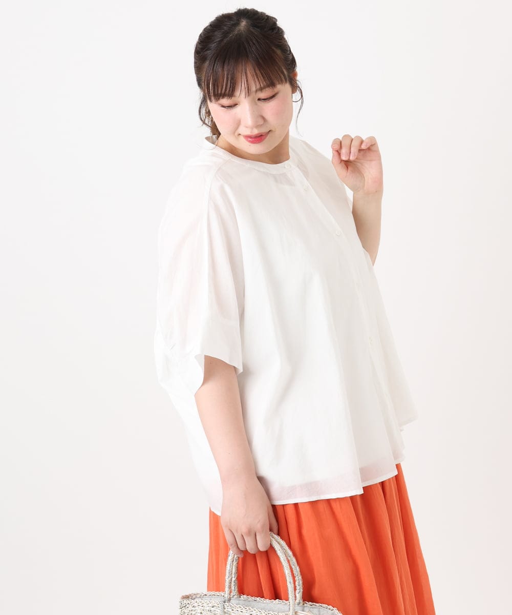 OLBHA10099 eur3(エウルキューブ) 【WEB先行販売】【大きいサイズ】キャンブリックバック刺繍ブラウス ホワイト(90)