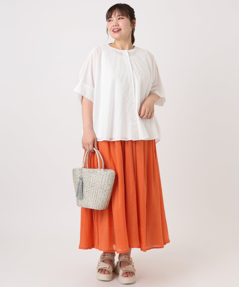 OLBHA10099 eur3(エウルキューブ) 【WEB先行販売】【大きいサイズ】キャンブリックバック刺繍ブラウス ホワイト(90)