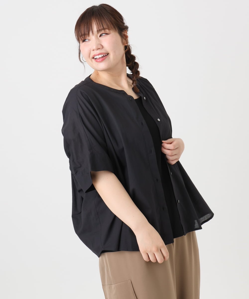 OLBHA10099 eur3(エウルキューブ) 【WEB先行販売】【大きいサイズ】キャンブリックバック刺繍ブラウス ブラック(94)