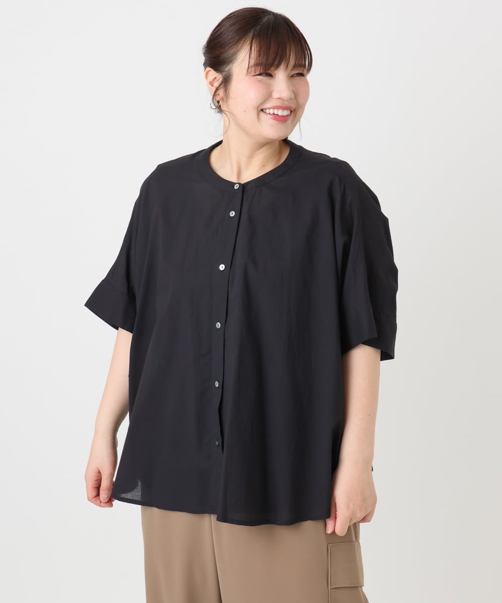 OLBHA10099 eur3(エウルキューブ) 【WEB先行販売】【大きいサイズ】キャンブリックバック刺繍ブラウス ブラック(94)