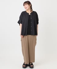 OLBHA10099 eur3(エウルキューブ) 【WEB先行販売】【大きいサイズ】キャンブリックバック刺繍ブラウス ブラック(94)
