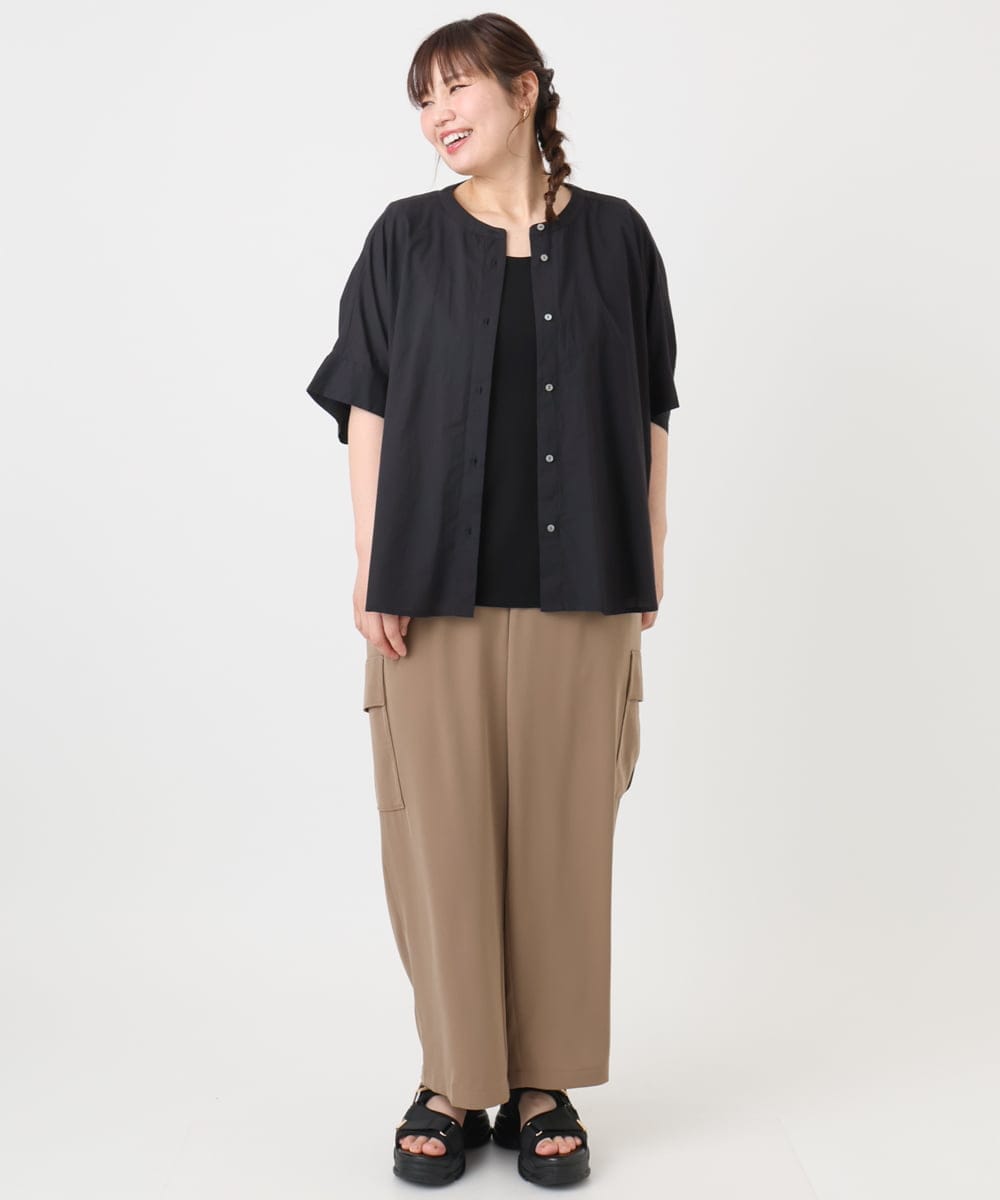 OLBHA10099 eur3(エウルキューブ) 【WEB先行販売】【大きいサイズ】キャンブリックバック刺繍ブラウス ブラック(94)