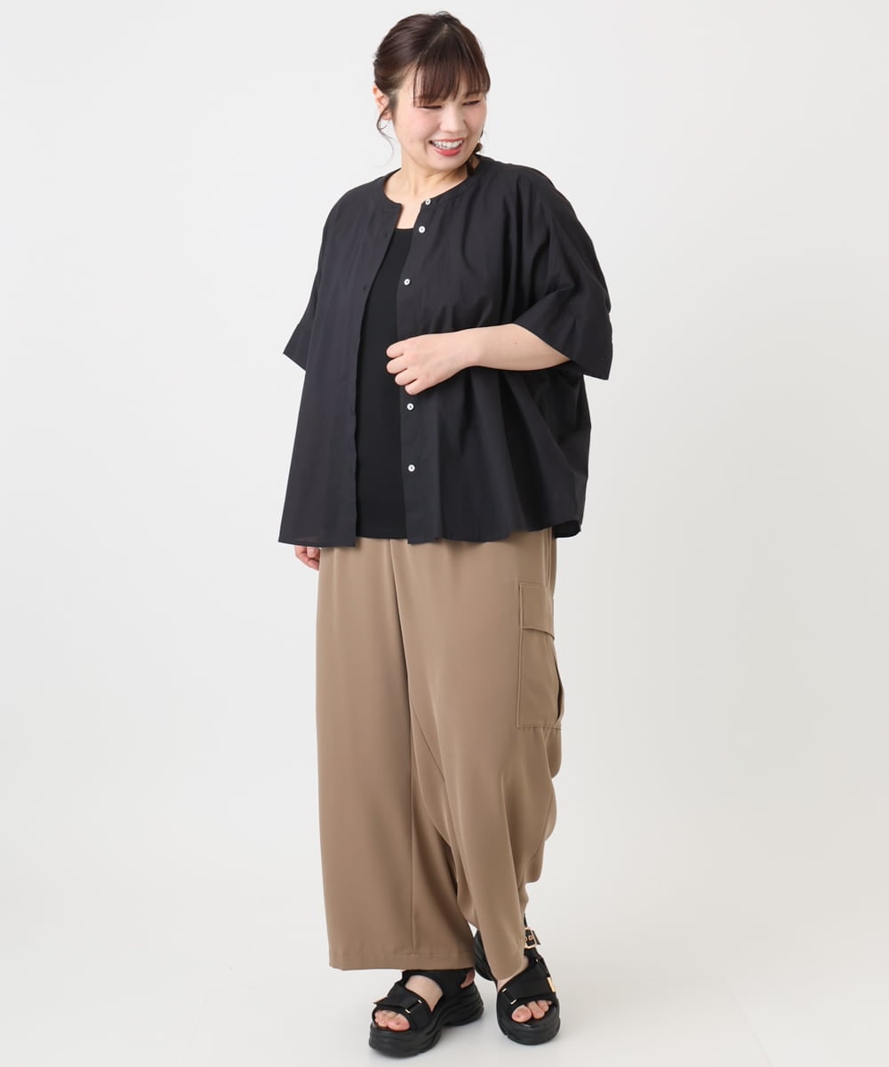OLBHA10099 eur3(エウルキューブ) 【WEB先行販売】【大きいサイズ】キャンブリックバック刺繍ブラウス ブラック(94)