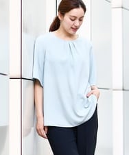 OLBHA24089 eur3(エウルキューブ) 【大きいサイズ】タックブラウス ライトグリーン(30)