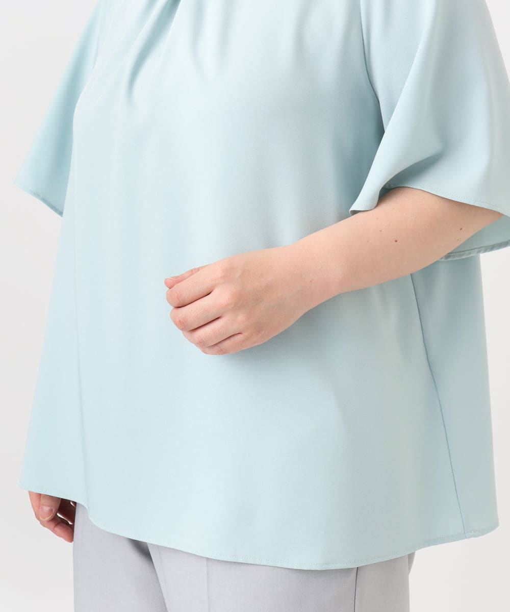 OLBHA24089 eur3(エウルキューブ) 【大きいサイズ】タックブラウス ライトグリーン(30)