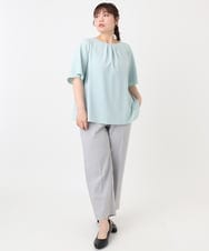 OLBHA24089 eur3(エウルキューブ) 【大きいサイズ】タックブラウス ライトグリーン(30)