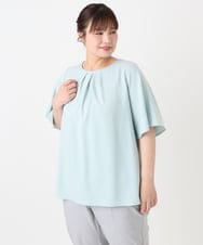 OLBHA24089 eur3(エウルキューブ) 【大きいサイズ】タックブラウス ライトグリーン(30)