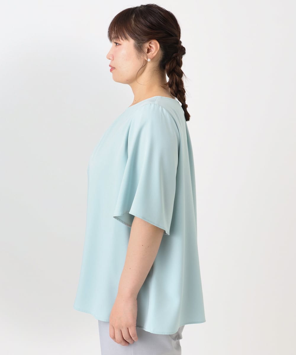 OLBHA24089 eur3(エウルキューブ) 【大きいサイズ】タックブラウス ライトグリーン(30)
