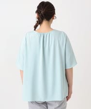 OLBHA24089 eur3(エウルキューブ) 【大きいサイズ】タックブラウス ライトグリーン(30)