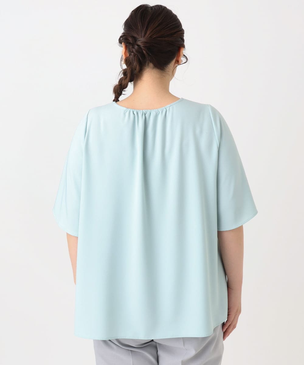 OLBHA24089 eur3(エウルキューブ) 【大きいサイズ】タックブラウス ライトグリーン(30)