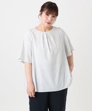 OLBHA24089 eur3(エウルキューブ) 【大きいサイズ】タックブラウス アイボリー(80)