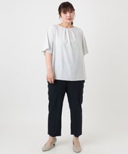 OLBHA24089 eur3(エウルキューブ) 【大きいサイズ】タックブラウス アイボリー(80)