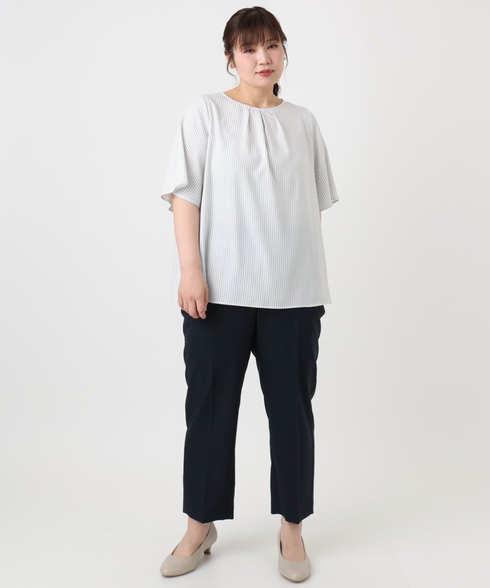 OLBHA24089 eur3(エウルキューブ) 【大きいサイズ】タックブラウス アイボリー(80)