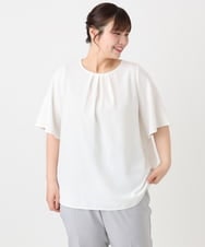 OLBHA24089 eur3(エウルキューブ) 【大きいサイズ】タックブラウス ホワイト(90)