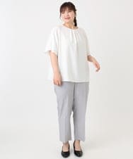 OLBHA24089 eur3(エウルキューブ) 【大きいサイズ】タックブラウス ホワイト(90)