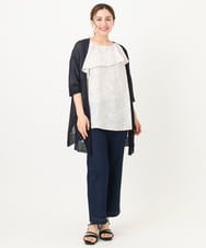 OLBHA25089 eur3(エウルキューブ) 【WEB先行販売】【大きいサイズ】フリルカラーフラワープリントブラウス ベージュ(82)
